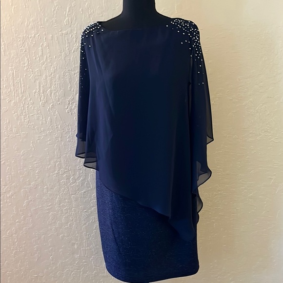 Dj-Jaz Dresses & Skirts - JCPenney Navy Blue Midi Dress with Embellished beaded Shoulders‎